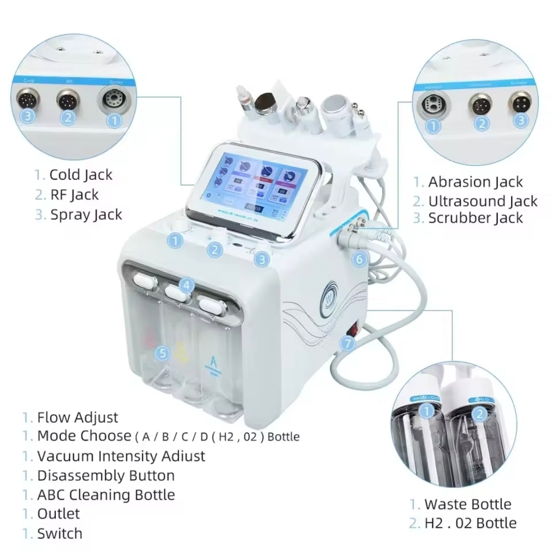 7-in-1 Hydro Bubble Facial Machine – Oxygen Jet | Diamond Peeling | Microdermabrasion | Deep Hydration & Cleansing for Professional Spa & Home Use