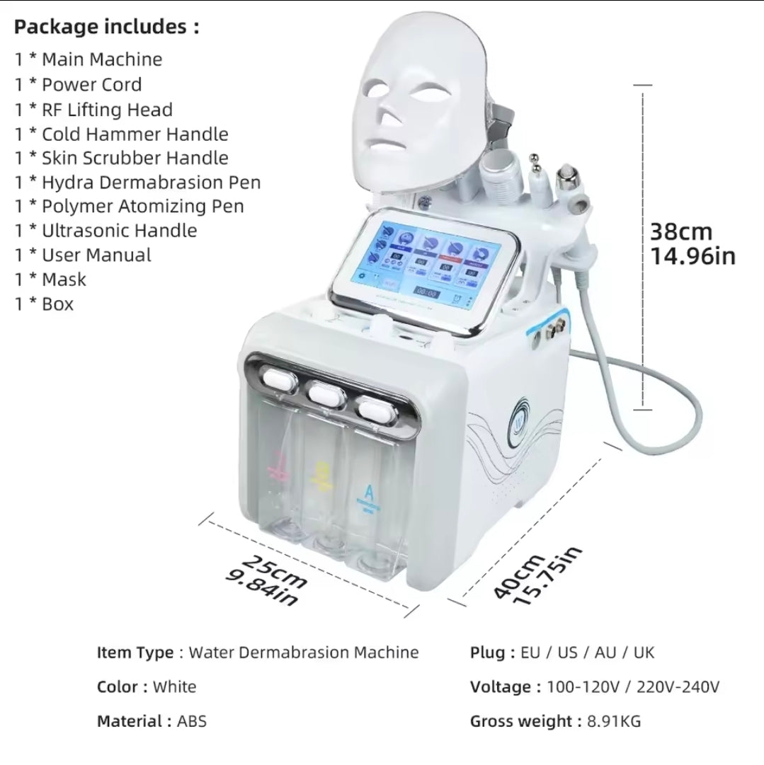 7-in-1 Hydro Bubble Facial Machine – Oxygen Jet | Diamond Peeling | Microdermabrasion | Deep Hydration & Cleansing for Professional Spa & Home Use
