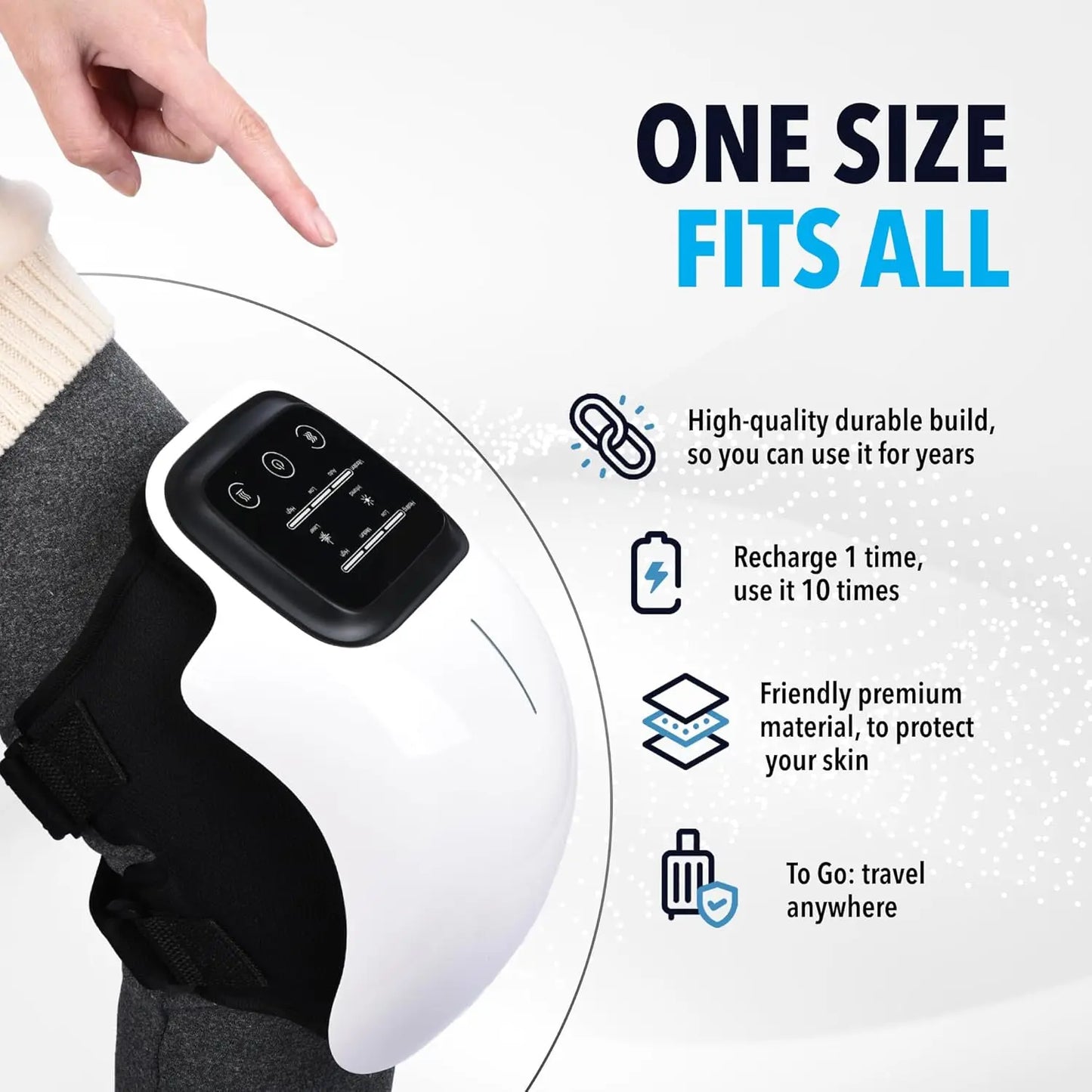 Smart Knee Massager with Red Light Therapy for Swelling, Stiff Joints, Strained Ligaments, and Muscle Injuries - Perfect Pain Relief Gift