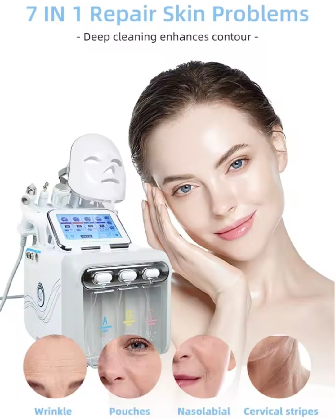 7-in-1 Hydro Bubble Facial Machine – Oxygen Jet | Diamond Peeling | Microdermabrasion | Deep Hydration & Cleansing for Professional Spa & Home Use